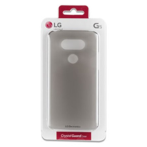 Луксозен твърд гръб оригинален LG CSV-180 Crystal Guard за LG G5 сив прозрачен